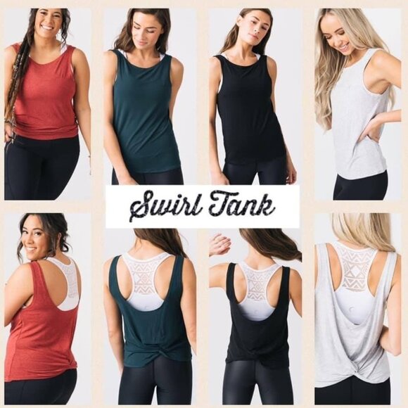 Zyia Red / Burgundy / Maroon Swirl Low Tie Back Athletic Workout Tank in Small - Picture 3 of 13